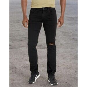 Paige Federal Transcend Slim Straight Jeans in Black Shadow Destructed Men’s 30
